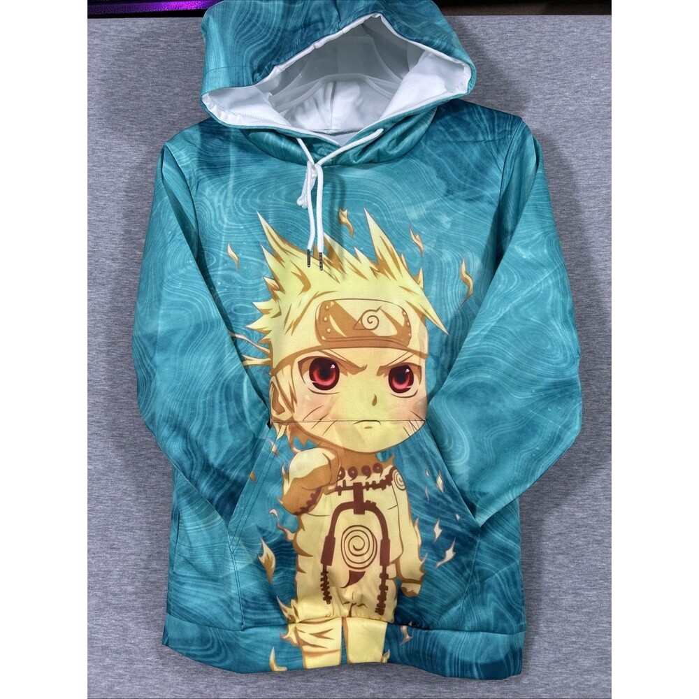 Naruto Hoodie, Men’s Small, Teal & Yellow, New Without Tags, Read Des. - Picture 2 of 12
